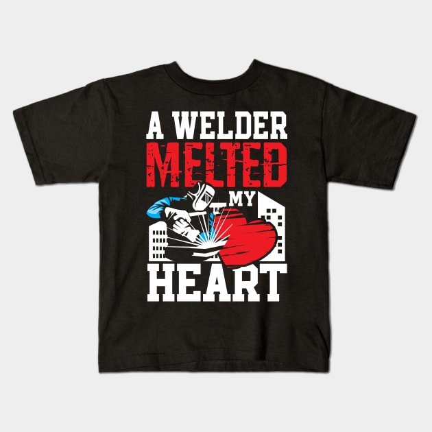 A Welder Melted My Heart Kids T-Shirt by AngelBeez29